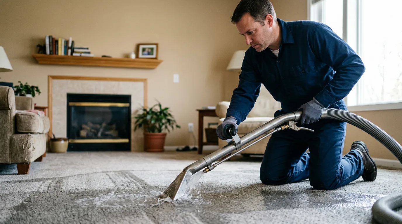 Water damage restoration technician working near East Bridgewater, MA